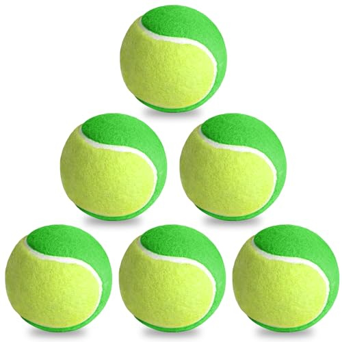 6 stycken tennisbollar Stage1, träningsbollar 25 % tryckreducerad tennisboll nybörjare tennis träningsbollar, barn tennisbal metdikbollar för barn/nybörjare/husdjur, grön