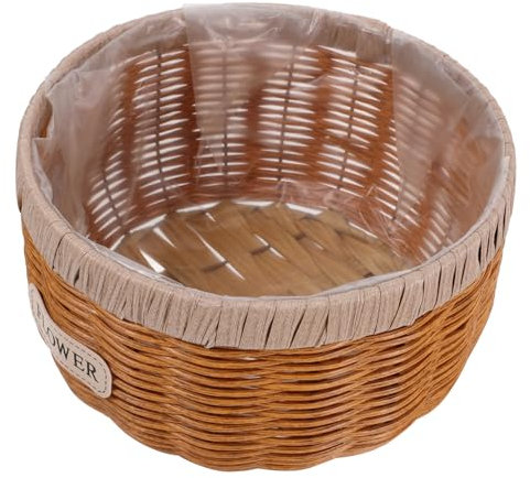 Toyvian Panier De Rangement en Osier Synthétique pour Plantes D'intérieur Et Extérieur, Grand Format 24cm x 14cm, Couleur Kaki, Pot Multifonctionnel pour Jardin Et Décoration Intérieure