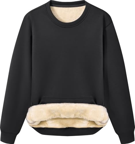 Peakwell Women's Fleece Lined Sweatshirts Jumper Winter Sweaters Pullover | Fleece Lined, Sherpa-Lined, Thermal, Long Sleeve, Crew Neck, Warm, Thick, Casual, Lounge Wear, Streetwear, Leisure