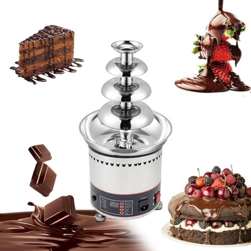 LYFDPN 4 Tier Chocolate Fountain Adjustable temperature Home Chocolate Fountain 6.6 Pounds Capacity
