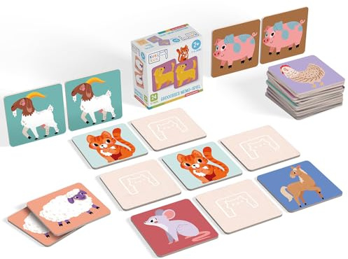 KukiKuk Memory Spiel Tiere auf dem Bauernhof – Lernspiel für Kinder ab 2 Jahren mit extra großen Karten – Fördert Gedächtnis & Sprachentwicklung – Geschenkidee für Jungen & Mädchen