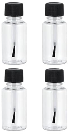 Cldaisy 4 Pcs Clear 20ml Empty Refillable Nail Polish Bottles Transparent Glass Nail Varnish Bottles Containers with Brush Cap for Nail Art Nail Polish Nail Art and Polish