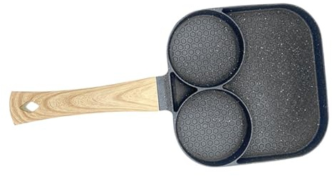 Mikikit Poêle à Frire Carrée en Aluminium 3 Compartiments, Revêtement Antiadhésif, Transfert de Chaleur Cuisine Maison et Restaurant