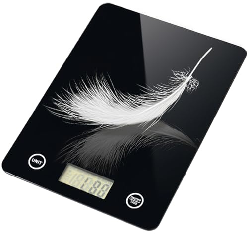 Digital Kitchen Scale, Food Scale with Tempered Glass, Grams and Ounces, 1g High Accuracy for Baking, Cooking, Food (Black Glass)