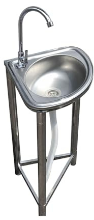 GLMGBP Fregadero Triangular de Esquina WJX, Fregadero de Exterior de Acero Inoxidable de un Solo Seno, Fregadero pequeño de Esquina para Cocina, con escurridor y Grifo, para Garaje, Restaurante, co