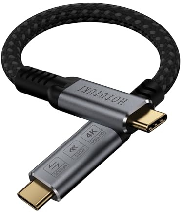 HOTUTUKI cable usb vers usbc c court 15 cm Compatible avec Thunderbolt 4/3,20Gbps Transfert de données Câble USB 3.2 Gen2, 240W 20V/5A usbc charge rapide, Transmission vidéo 4K pour moniteurs