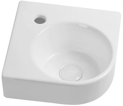 SnamicE Lavandino in Ceramica a Parete con scolapiatti, mobiletto angolare salvaspazio per bagni e cucine compatti, Rubinetto Nero - Modello B,Black Faucet-Model B