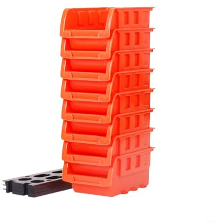 Aufbewahrungsboxen-Set, 8 Stück, 16 x 10,5 x 7,5 cm, stapelbares und stapelbares Organizer-System, platzsparendes Design für Werkstatt, Garage, Werkzeugaufbewahrung