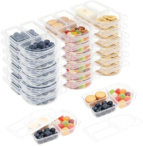 CBWERBB 9oz Reusable Snack Container with Lids,20/30 Pack 3 Compartment Large Capacity Condiment Portion Control Meal Prep Containers,Portable Sauce Snack Pots for School Go out Travel Party(20 Pack)