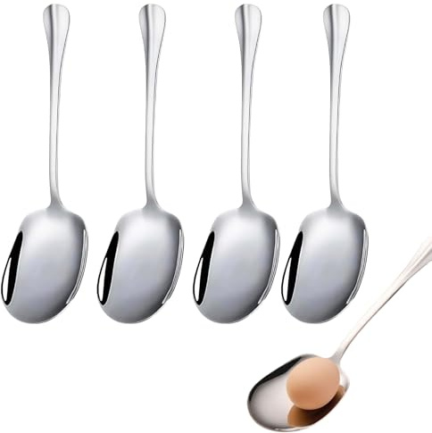 4 Stück E-delstahl Rostfrei Poliert Löffel,21 cm großer Servierlöffel, Servierlöffel Aus Edelstahl,Salatbesteck Edelstahl, Servierlöffel Edelstahlfür Familienessen, Hotelrestaurants, Weihnachtsfeiern
