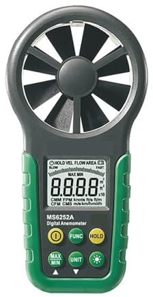 Digital Anemometer, MS6252A Handheld Digital Anemometer Wind Speed Meter 0.001 To 9.999 Square Meters With Bar Graph For Weather Measurement