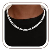 Rcidan Men's 925 Sterling Silver 7mm Cuban Link Chain Necklace 18 Inch