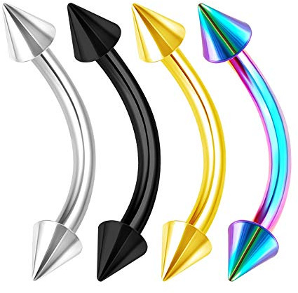 KJM FASHION 4 Stk Edelstahl Banana Barbell 1,6 mm 14g Eyebrow Ohrringe