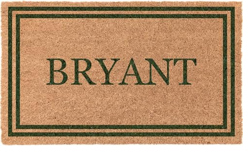 COCO MATS 'N MORE Green Double Bordered Personalized Coco Doormat 38 x 60 with Vinyl Backing | Outside Door Mat | Strong, Sturdy Coir Bristles Scrapes Dirtiest of Shoes | Minimal Shedding