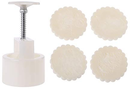Storage Mooncake Mould, 150g Capacity with 4 Flower Stamps, Plastic & Stainless Steel, DIY Baking Accessories
