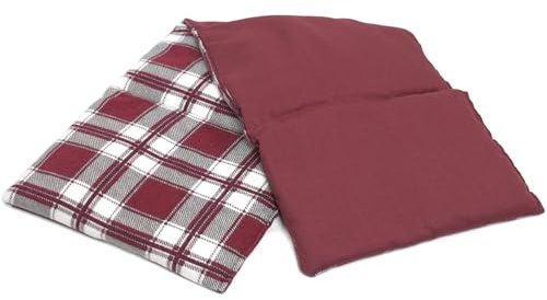 4-Kammer Rapssamenkissen 20x60cm groß - Flanell karo-rot - Wärmekissen & Kältekissen - Körnerkissen