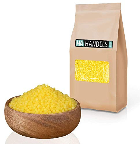 HA Handels GmbH Bienenwachs Pastillen gelb für Kosmetik Kerzen Wachstücher Creme Lippenbalsam ungebleicht zum Schmelzen wiederverschließbare Verpackung 500g - 2,5kg (500g)