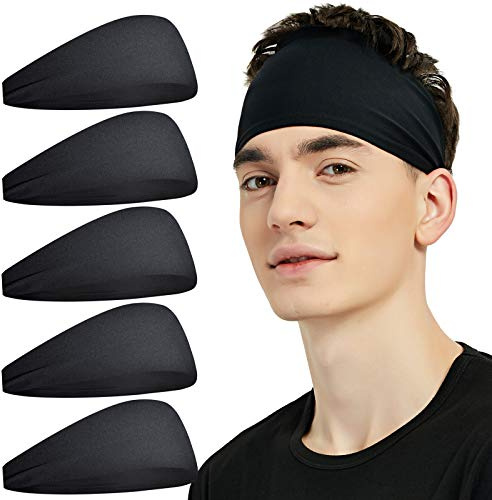 Pilamor Sports Headbands for Men 5 Pack,Sweatbands for Men Workout,Running