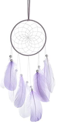 HDDH Traumfänger, Traumfänger aus Federn, handgefertigt, Ornament, Boho, Traumfänger, für Schlafzimmer, Haus, Dekoration, Wandbehang, mobil, dekorativ, Mädchen, Kinder, Geschenk (lila)