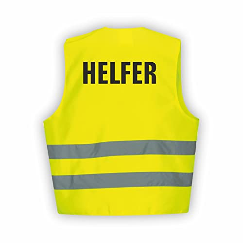 Fassbender-Druck WARNWESTEN - Sicherheitsweste GELB Warnweste nach EN ISO 20471 zertifiziert - Warn Weste HELFER - Unisex mit hochwertigem Reflektorstreifen (GELB I XL/XXL I 5er Set)