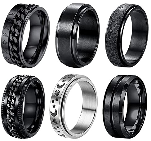 OIDEA Anxiety Relief Ringe Spin, Hochwertig und Modern, 6 Paare Größe 7-11