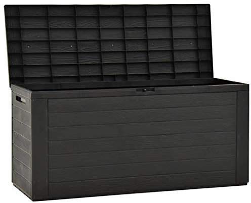 Gecheer Gartenbox Auflagenbox Kissenbox Aufbewahrungsbox Truhe Box Gerätehaus Gerätebox Gartenmöbel Gartenkasten Gartentruhe Werkzeugkasten Outdoor Schrank Anthrazit 116x44x55 cm