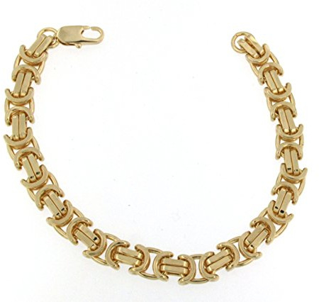 Bracelet byzantine italien original plaqué or 8 mm 21 cm - Chaîne royale pour homme et femme - Bijoux de l'usine Tendenze Italy, Plaqué or jaune