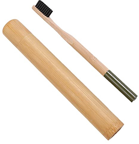 1 Set Bamboo Toothbrush Set Eco Friendly Toothbrush with Travel Case Sustainable Toothbrush Travel Kit for Home Travel Hotel Homestay(Random Color)