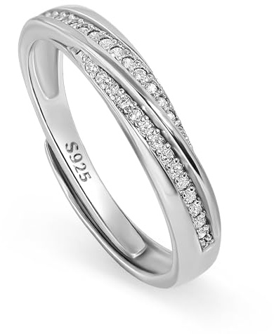 Meissa Anillo de pareja plata 925 Anillo de compromiso Anillos ajustables Joyería de boda hecha a mano Anillos de banda tamaño 4-21,25 (3,8mm de ancho)