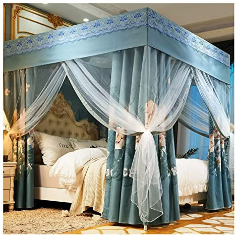 Betthimmel Doppelschicht Vier Jahreszeiten-Bett-Baldachin, Schlafzimmer Dekoration Bett Vorhang, Für 1.2m/1.5m/1.8m/2m Einzel-Doppelbett, Mit Edelstahl-Montageklammer (Size : 180x200x200cm)
