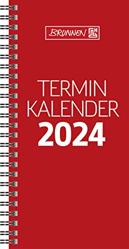 BRUNNEN Wochenkalender Modell 780 2024 2 Seiten = 1 Woche Blattgröße 10 x 20,7 cm rot