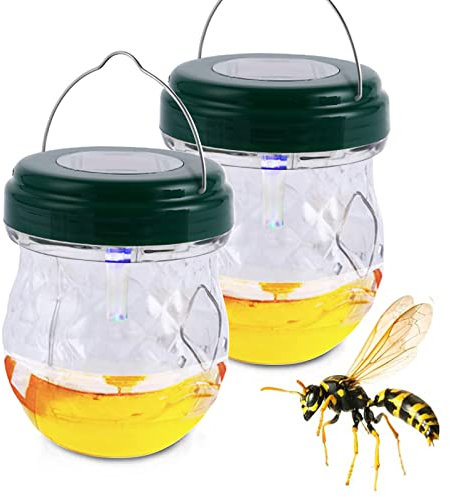 Piège à Guêpes Extérieur Solaire,Piège à Mouches,Piège à Insectes en Plastique,Tueur De Guêpes Extérieur,Tueur De Guêpes,Piège à Mouches des Fruits,Accrocher dans Le Jardin du Balcon (2 Pièces, Vert)