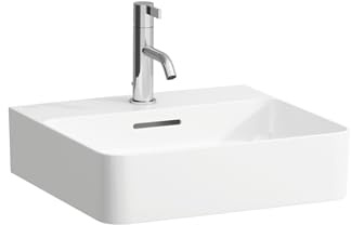 LAUFEN VAL Aufsatzwaschtisch, 1 Hahnloch, mit Überlauf, US geschl. 450x420mm, H8162807581041, Farbe: Graphit matt