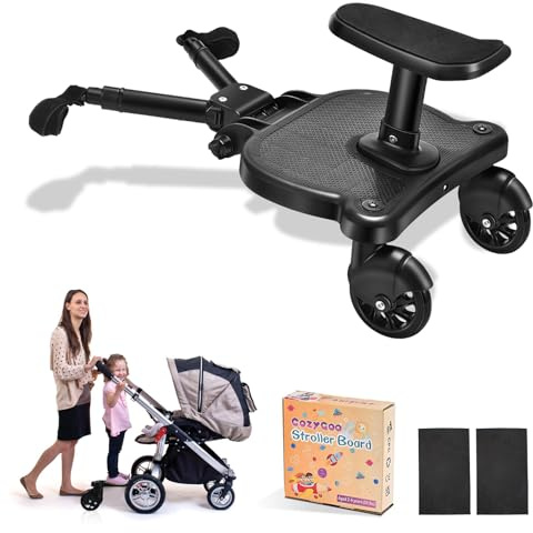 CozyGoo Tabla universal para cochecito, 2 en 1 para sentarse y estar de pie con asiento desmontable, tabla de cochecito adecuada para el 99% de los cochecitos, para niños de 2 a 6 años, carga máxima