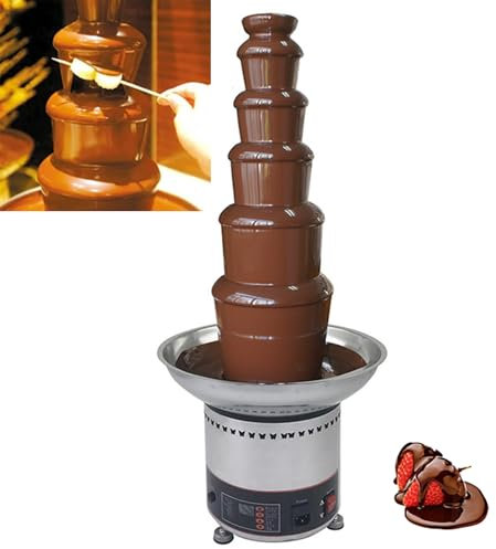 NYANS 6 Tiers Commercial Chocolate Fountains, Stainless Steel Chocolate Melting Pot, Electric Chocolate Fondue Fountain, for Wedding Birthday Party