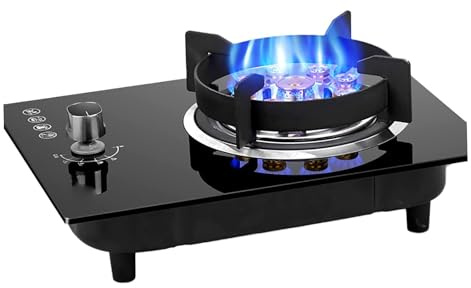 Portátil Estufa Gas - Vidrio Templado Estufa A Gas, Estufa De Gas De Cocina Con Control De Fuego Ajustable, Hornilla De La Estufa De Gas Del Fuego De 9 Cavidades, Montaje Sobremesa Y Empotrado ( Size