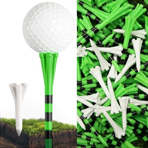 FINGER TEN Golf Tees Plastic Driver 70mm 83mm Five Claws Prong 60 Driver Tees with 40 Iron Tees Value 100 Pack, Golf Tees 2 3/4 3 1/4 Inch Durable Stable Reduces