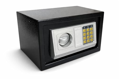 eacommerce - Cassaforte Elettronica in Acciaio con Chiusura a Combinazione | Serratura a 2 Catenacci e Chiave di Sicurezza | Codice Sicurezza Programmabile | per Hotel e Mobili 390x190x250H cm