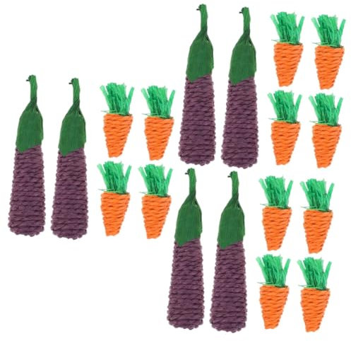 Sosoport 18pcs Molar Toys for Small Pets Carrot Chew Toys for Hamsters Rabbits and Bunnies Natural Teething Supplies for Teeth Care Cage Decoration