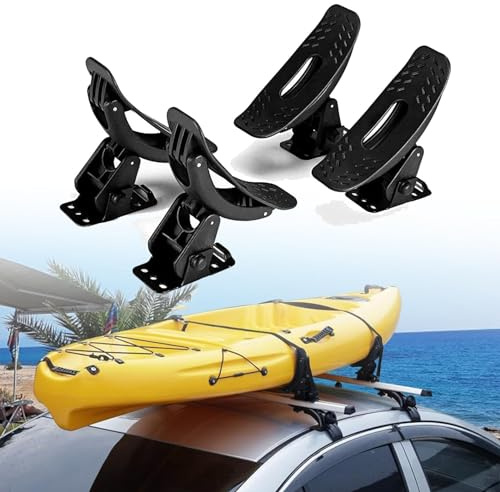 MTTXY 4 Stück Kajak-Dachträger, Universal-Sättel, Kajak-Trägerhalterung, Dachmontage auf Dachträgern für Kanu, Boot, Paddelbrett, Surfbrett, Auto, SUV, Querträger