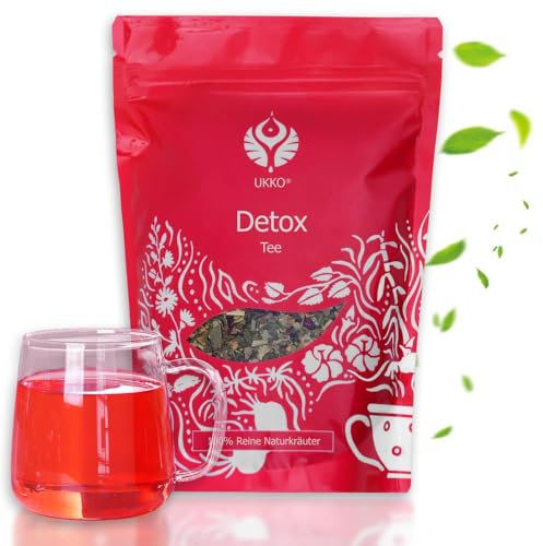 UKKO Detox Tea for Weight Loss & Weight Loss, 100% Natural Herbal Tea with Mint, Ginger, Beetroot, Supports Fat Metabolism, Immune System & Digestion, Vegan, Ideal for Diet & Fasting