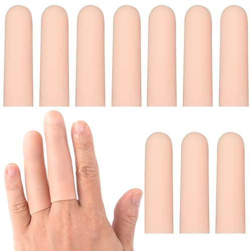 10 Pcs Waterproof Finger Protector, Finger Protectors Silicone Finger Protectors Finger Sleeves for Dry Skin Finger Cracking Finger Cots Hand Eczema or Finger Blister Protection