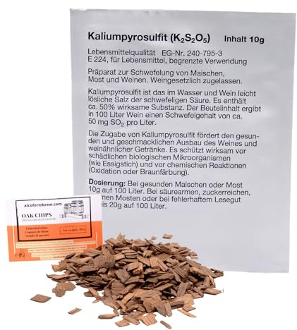 AlcoFermBrew Metabisolfito di potassio 10g - Stabilizzatore di Vino, Conservante per Vino, Sanitizzante
