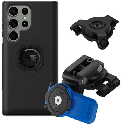 QUAD LOCK Bremszylinderdeckel Handyhalterung für Motorrad mit Vibrationsdämpfer und MAG-Hülle für Galaxy S23 Ultra