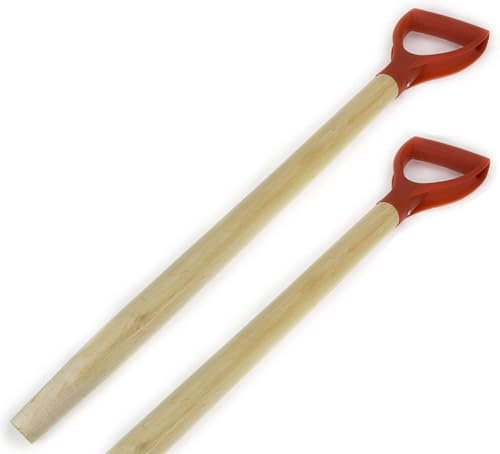 Equip247uk D Poly Top Handle Spare Replacement Wood Wooden Shaft Garden Fork Shovel Spade Pack Of 2