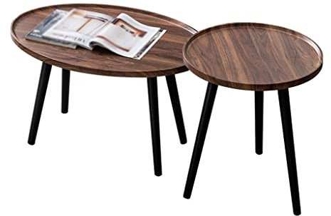 ZJHFFFGD Wohnzimmertische Satztisch, 2-teiliges Set, ovaler und runder Couchtisch, moderner Wohnzimmer-Dekorationstisch, Sofatisch