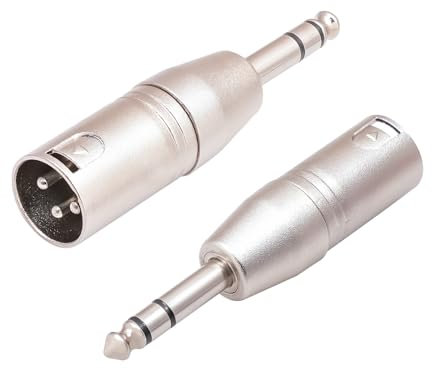 Pack de 2 Adaptadores XLR a Jack de 6,35 mm - Macho a Hembra, Conectores Robustos para Micrófono y Mezcladores, Convertidor para Auriculares, Altavoces, Amplificador, Mezclador de Audio