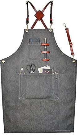 BFNDSSEOU Arbeit Schürze Werkzeug Schürze Schürzen for Männer, Tischlerschürze, Werkstatt-Werkzeugschürze, robuste Arbeitsschürze aus gewachstem Canvas, Schweißschürze, Arbeitsschürze(Gray)