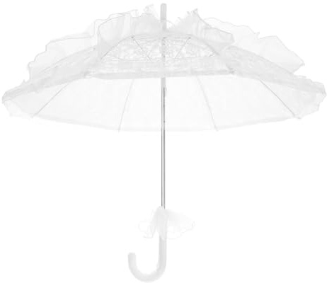 DEARMAMY Ombrelle en Dentelle Blanche pour Mariage Vintage, Parapluie Décoratif Élégant en Fer, Accessoire Photo pour Demoiselles d'honneur et Décorations Extérieures
