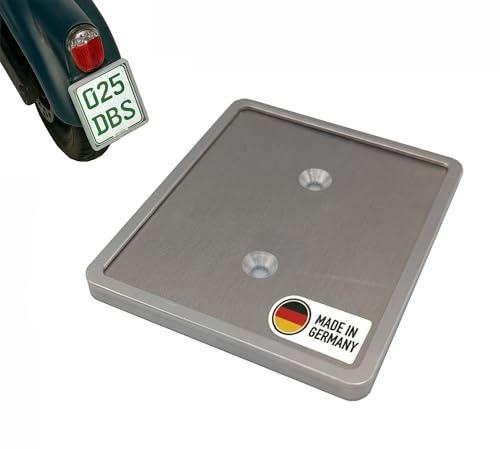 Kennzeichenhalter E-Scooter Aluminium gefräst – Blank – für Versicherungskennzeichen bis 57x67 mm – inkl. Schutzscheibe